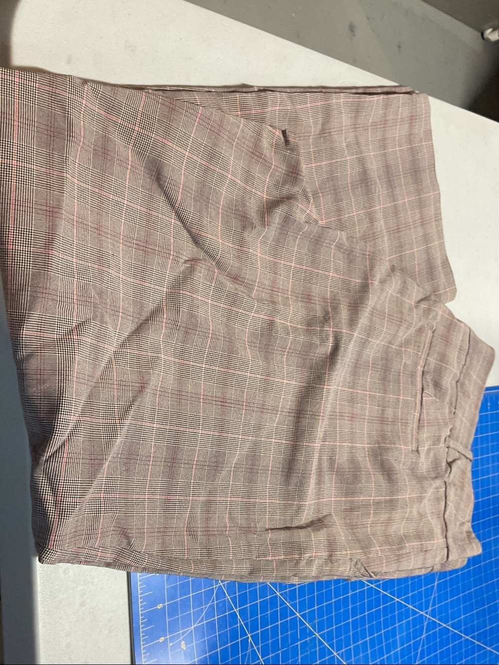 Penningtons Pink-Taupe Plaid Straight Leg Pants